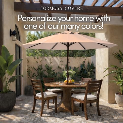 Formosa Covers - 9ft Market Patio Umbrella Replacement Canopy - 8 Ribs Top Canvas - 600D UV Protective and Water Resistant Umbrella Fabric - Premium Quality Replacement Canopy Cover ONLY (Taupe) - color: Taupe