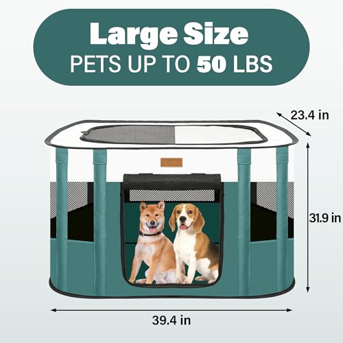 Dog Playpen - Foldable Cat Play Pens for Pubby,Kitten, Rabbit,Portable Pet Tent with Carring Bag for Indoor/Outdoor Travel Camping (Blue-Large) - color: Blue, style: Large