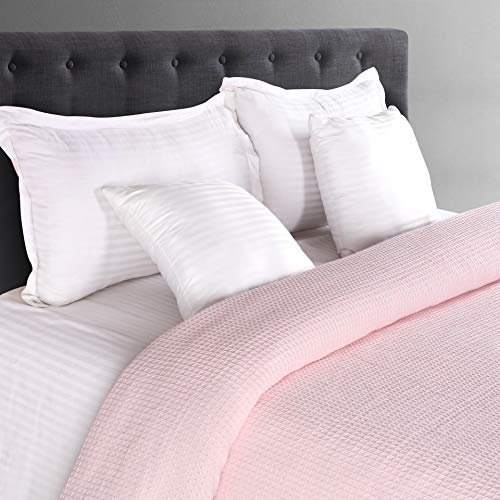 Glamburg 100% Cotton Thermal Blanket, Breathable Twin Size Waffle Blanket, All Season, Baby Pink - color: Baby Pink, size: Twin (60"x90")