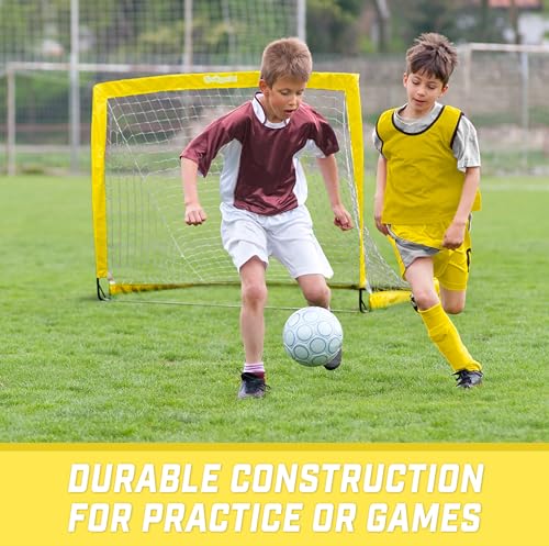 GoSports Portable Soccer Goals for Kids - 13 Color Options - Choose 4 x 3 ft or 6 x 4 ft - Team Tone Pop Up Nets for Backyard - color: Yellow, style: 4 ft x 3 ft