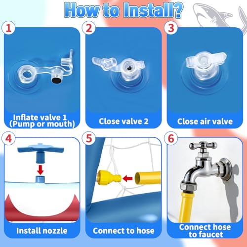 Intoypad Water Sprinkler Soccer Toys, Inflatable Shark Soccer Goal Sprinkler with a Soccer Ball Backyard Outdoor Summer Toys for Boys Girls Outside Yard Water Football Game Toys for Kids Ages 3-8