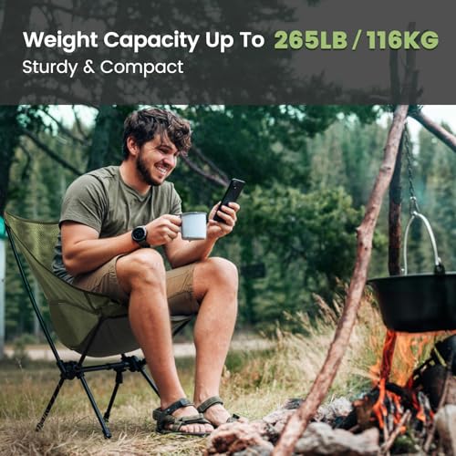 CAMEL CROWN Portable Camping Chair Lightweight Compact Folding Chair Mesh for Outdoor Camp Travel Beach Picnic Festival Hiking Backpacking Army Green - color: Army Green-1, size: 1 Pack