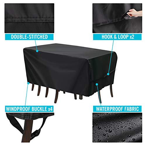 Velway Patio Table Cover Rectangle Waterproof Patio Furniture Cover for Outdoor Table and Chairs 84”Lx52”Wx29”H Oxford Tear-Resistant Wind Dust Proof Paito Furniture Covers
