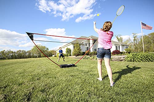 Zume Games Portable Badminton Set with Freestanding Base - Sets Up on Any Surface in Seconds - No Tools or Stakes Required