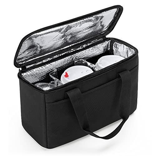 Trunab Reusable 3 Cups Drink Carrier for Delivery with Adjustable Dividers, Insulated Drink Caddy Holder Bag for Take Out, Beverages Carrier Tote with Handle for Outdoors, Patented Design, Black - color: Black