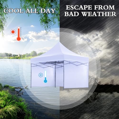 VitalCozy 6 Pcs Canopy Sidewalls for 10x10 ft Pop up Canopy Tent Waterproof Canopy Tent Sidewalls for Outdoor Party Replacement, Sidewall Only, Tent Not Included (White)