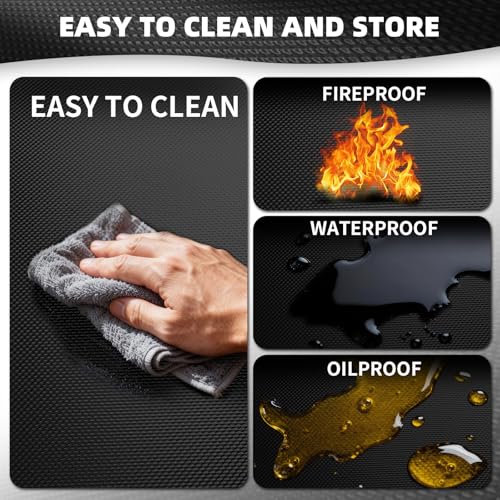 36" Round Fire Pit Mat - Double-Sided Heavy Duty Fire Resistant Waterproof Oil-Proof Grill Mat, Thick Deck Patio Lawn Protector, Easy Clean BBQ Floor Mat for Outdoor Fire Pit - color: Thicken