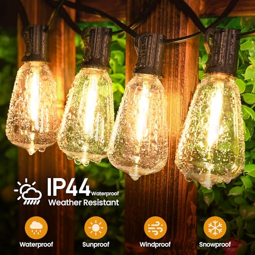 Outdoor String Lights 26 FT 14 Shatterproof LED Bulbs, UL Certified Patio Lights Outdoor Light Strings Waterproof for Patio Yard Outside Party Wedding, Connectable Dimmable 13 Sockets 2700K - size: 26 FT 13 Sockets