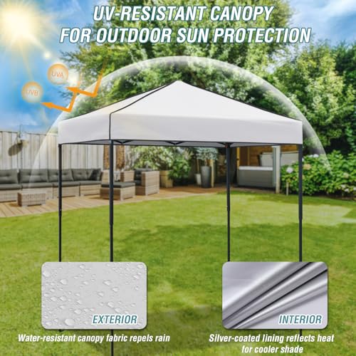 EAGLE PEAK 6x4 Instant Pop Up Canopy Tent, Straight Leg Sun Shelter, Portable Canopy with Carry Bag for Camping, Beach & Sports, White - color: White, size: No Wall