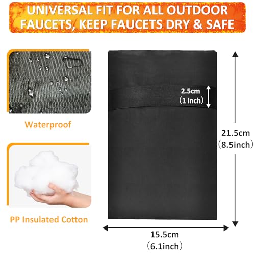 TUPI 2 Pack Outdoor Faucet Covers for Winter | Pro Freeze Protection | Waterproof Spigot Cover, Reusable Winter Insulated Faucet Pipe Protector for Outside Spigot, Hose bib, Water Tap, 8.5" H x6.1 W