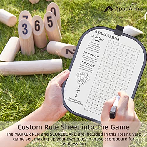 ApudArmis Wooden Tossing Game Set, Numbered Block Toss Games Set with Scoreboard & Carrying Case - Outdoor Lawn Backyard Beach Game for Adults Family - color: Natural Wood