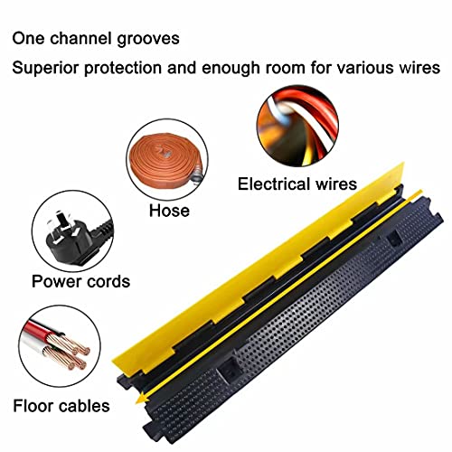 Rubber Cable Ramp Cord Cover Cable Protector Ramps Wire Hose Protective 1 Channel 22000Lbs Load Capacity Traffic Speed Bump for Asphalt Concrete Gravel Driveway Indoor Outdoor, 3 Pack - color: 1 channel-3 pack