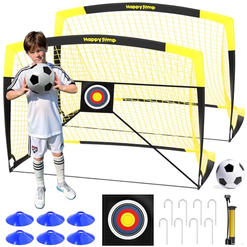 Happy Jump 7x5 FT & 5x3.6 FT Portable Soccer Goal for Youth Players Ages 6–14, Large-Frame Design Built for Long-Term Development, Easy Setup for Backyard, Park or School Training - style: 5x3.6 FT, 2 Set Upgrade