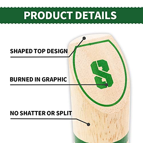 SunNordic Wooden Throwing Game Set, Numbered Block Toss Games with 1 x Scoreboard,12 x Premium Rubber Wood Pins & 1 x Dowel, Outdoor Backyard Lawn Bowling Yard Game for Kids, Adults & Family - color: Green
