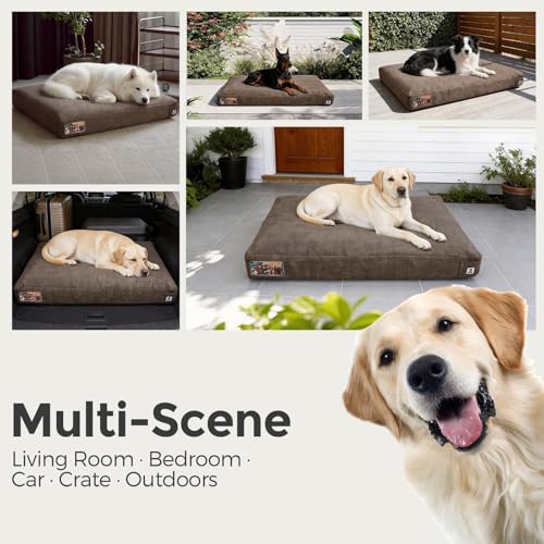 Sytopia 47 Inch Indestructible Dog Beds for XXL Dogs, Chew Proof Waterproof Pet Crate Pad with Machine Washable Removable Cover, Great for Indoor, Outdoor, Crate, Patio Use, Brown - color: Brown, size: Xx-large