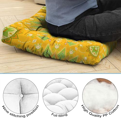 Mandala Meditation Cushion, Boho Meditation Mat, Meditation Pillows for Sitting on Floor, Cushions for Sitting in Home and Outdoor, Square Floor Pillow Cushion Seating for Yoga Accessories 22'' X 22'' - color: 11.mandala Meditation Cushion-1, size: 22x22