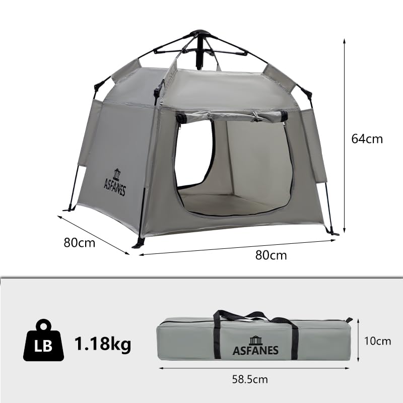 ASFANES Outdoor Pet Automatic Camping Tent, Pop up Cave Bed for Indoor Cats and Small Dogs, Portable Cat House Dog House, Grey. (No Ventilation mesh, Door Must be Left Open for use) - style: Grey