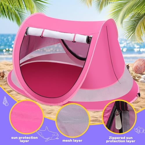 Baby Beach Tent, Pop Up Toddler Travel Bed for Boys or Girls, Sun Shade for Toddler Camping, Infant Portable Sun Shade, Summer Beach Baby - style: Pink Baby Tent