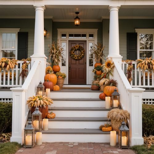 Homemory 8" x 4" Large Waterproof Outdoor Flameless Candles with Remote Control and Timer, Battery Operated Flickering LED Pillar Candles for Indoor Outdoor Lanterns, Porch, Long Lasting, Set of 2 - color: Ivory White, size: 4"x 8"