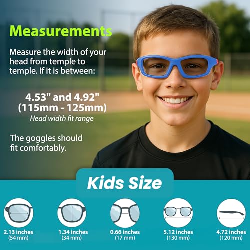 BLUE CUT Kids Sports Protection Goggles – Photochromic Safety Glasses for Children, Basketball, Baseball & Outdoor Sports - color: Blue/Orange Photochromic-kids Size
