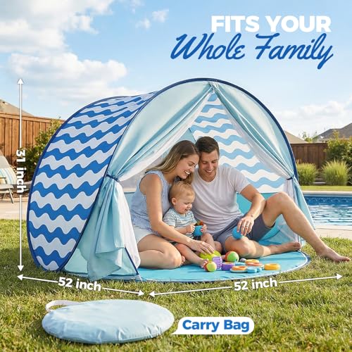 Pop Up Beach Sun Shelter: Instant UV Protection for Family - Portable & Lightweight Canopy- for Camping Travel Park & Outdoor