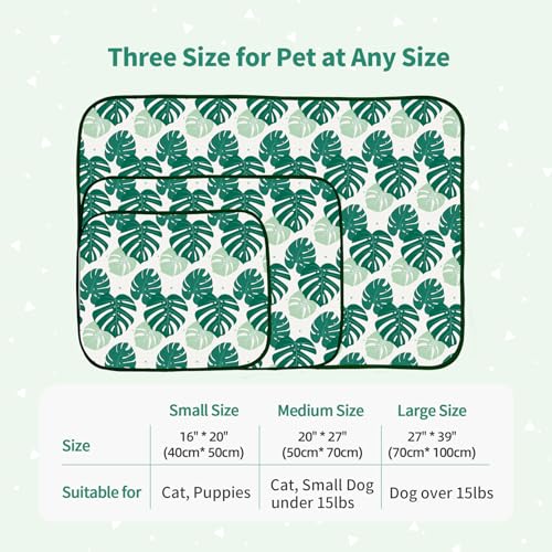 NWK Pet Cooling Mat for Large Dogs -Q-Max>0.345 Ice Silk Cooling Mat for Dogs & Cats Portable & Washable Pet Cooling Blanket, Car Seats, Beds for Summer (Green Leaf, 39'' X 27'' X 0.3'') - color: Green Leaf, size: Large (39'' X 27'' X 0.3'')