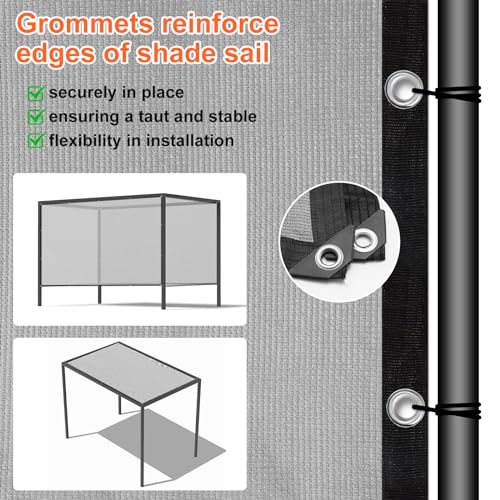 Sun Shade Sail, 6' X 8' Rectangle Shade Sail with Grommets Pergola Shade Cover, Sun Shade Cloth for Patio Carport Yard Lawn Garden (Grey) - color: Gray, size: 6' x 8'