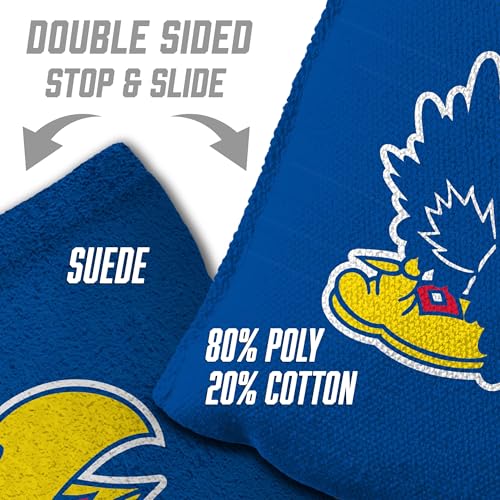 YouTheFan Officially-Licensed NCAA Set of 8 Cornhole Bags - All Weather Dual Sided Slide & Stop - Regulation Size with Carry case - color: Kansas Jayhawks