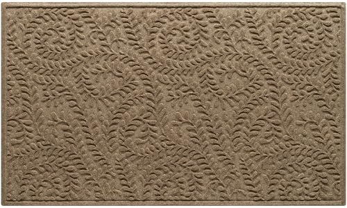 WaterHog Boxwood Front Door Mat Indoor Outdoor Entrance, Absorbent All-Weather Doormat with Non-Slip Rubber Backing, Dirt & Moisture Trapper, Low Profile & Easy Clean, Made in USA, 35"x59" Camel - color: Khaki/Camel, size: Large 35"x59" (3'x5')