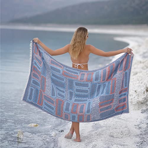BAGNO MILANO Beach Towels Organic Turkish Cotton Soft, Quick Dry Oversized Turkish Towel Throw Blanket for Beach, Yoga, Spa, Pool (Lich Blue, Beach Towel) - color: Lich Blue