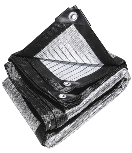E.share 80%-85% Aluminum Shade Cloth, 6.5ft X 6ft Silver Heat Reflective Mesh Tarp with Grommets, Sun Block Privacy Cover for Outdoor Pergola, Patio, Garden, Greenhouse, Balcony, Car, Pet, Lawn - size: 6.5ft X 6ft