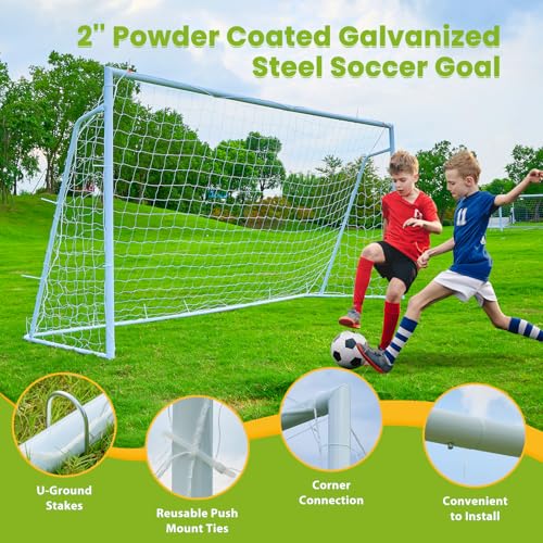 Soccer Goal 12×6, 8×6 and 6×4 FT Soccer Goals for Backyard, 2"Diameter Steel Soccer Goal for Kids and Adults Large soccer goal Powder Coated Galvanized Steel Post With Soccer Target Net for Training - style: 6'W×4'H