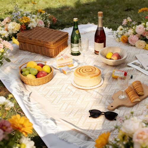 Outdoor Picnic Blanket Sandproof - Portable Lightweight T-Grid Picnic Mat for Beach, Camping, Park, Lawn, Concert & Wedding Photoshoot Indoor Bohemian Decor Machine Washabl（35x35inch 8PC）