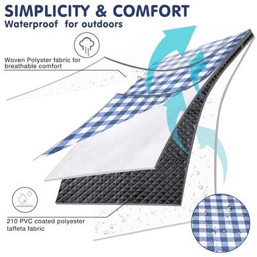 HX&OD Outdoor Picnic Blanket, Extra Large, 80''x80'' Waterproof Foldable Blankets Gingham Picnic Mat for Beach, Camping Grass Lawn Park Accessories Cute Couple Ideas Wedding (Blue, 80”x80”) - color: Blue, size: 6'8" x 6'8" (Square)