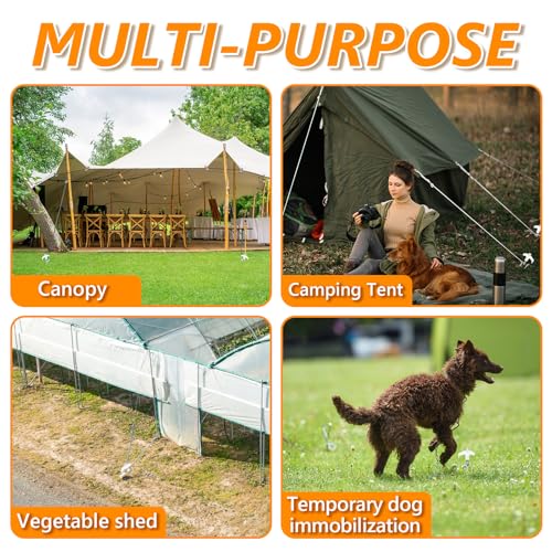 8" Screw in Tent Stakes Heavy Duty, Ground Anchors Screw in, Metal Threaded Tent Spikes, Camping Pegs for Canopies & Gardening Inflatable Decor (20 PCS Luminous) - style: 20 PCS Luminous