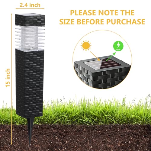 SUNNYPARK Solar Pathway Lights Outdoor, 8 Pack Rattan Pattern Solar Path Lights Waterproof, Outdoor LED Landscape Lights for Walkway, Driveway, Patio, Yard (Cool White) - color: Cool White