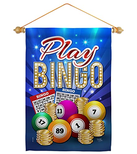 Play Bingo Garden Flag Set Wood Dowel Interests Game Bunco Night Dice Poker Hobbies Leisure Activity Small Decorative Gift Yard House Banner Double-Sided Made in USA 13 X 18.5 - size: Garden Flag Set 13"x 18.5" w/ Wood Dowel