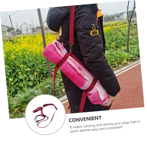 NOLITOY Elastic Picnic Blanket Carry Strap with Handle, Sturdy Red Yoga Mat Carrying Strap for Outdoor Travel and Camping