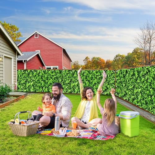 Shade&Beyond Customized 4FT X 25FT Privacy Fence Screen 450 GSM PVC Printed Privacy Fence with Zip Ties for Courtyards, Pools, Balconies-Green Leaves - color: Greenleaf Printing, size: 0 4' x 2 5'