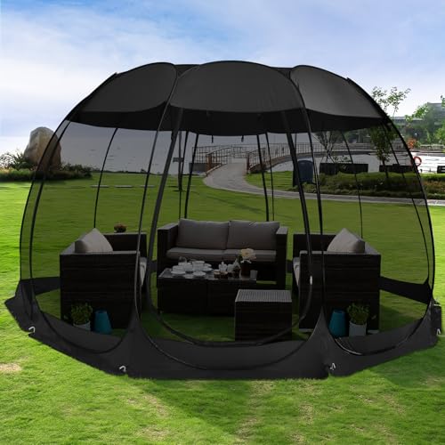 Alvantor® Pop Up Screen House, Outdoor Mosquito Mesh Tent with UV Resistant, Pop Up Canopy Easy Up, Foldable Screen Room for Camping,Backyard, Garden, Patio(Black, 15x15 FT) - color: Black, size: 15'x15'