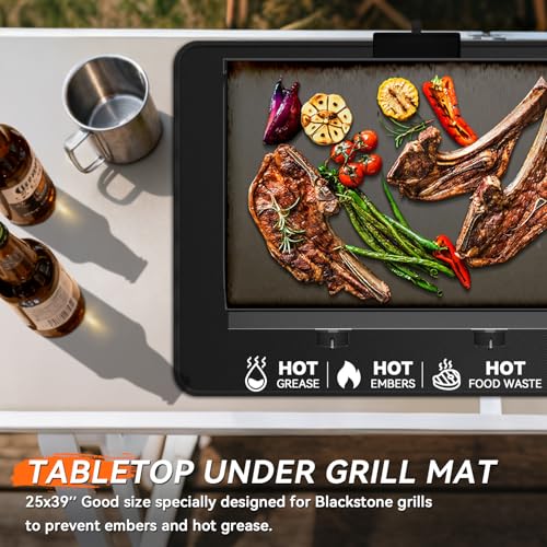 25x39 inches Under Grill Mats for Blackstone, Double-Sided Fireproof Outdoor Grill Protective Mat, Oilproof Waterproof BBQ Fire Pit Fireplace Mat - color: 25"x39"