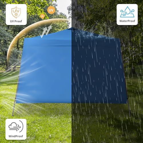 GDY 10x10 FT Pop Up Canopy Outdoor Instant Tent Slant Legs with a Sidewall,Equipment Vents, Portable Gazebo Shelter for Patio, Deck, Beach and Garden,Sky Blue. - color: Blue