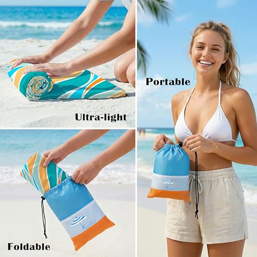 Famstar Beach Blanket Oversized Extra Large 78" X 81",Waterproof Sandproof Beach Blanket 1-7 Adults Lightweight Durable for Travel Camping Hiking Picnic - color: Mixed4, size: 78" X 81"
