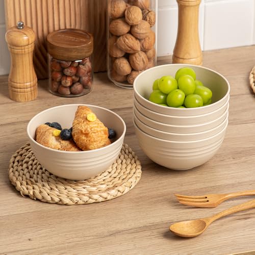 18PCS Wheat Straw Dinnerware Sets Kitchen Dinnerware Set Unbreakable Cups Plates and Bowls Set Lightweight Dish Set Microwave and Dishwasher Safe Dishes
