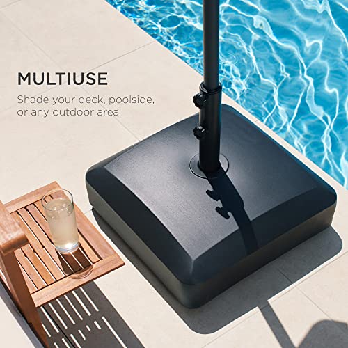Best Choice Products 123lb Capacity Fillable Mobile Umbrella Base Heavy Duty Market Stand for Patio, Deck, Poolside w/ 4 Wheels, 2 Locks, 2 Knobs, Wind-Resistant Design - Black - color: Black