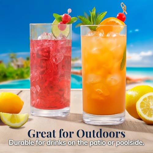 US Acrylic Classic Clear Plastic Reusable Drinking Glasses (Set of 6) 24oz Iced-Tea Cups | BPA-Free Tumblers, Made in USA | Top-Rack Dishwasher Safe - color: Clear, size: Iced-Tea Tumblers