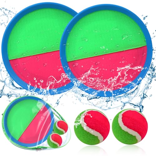 Toss and Catch Ball Set, Paddle Catch Ball and Toss Game for Kids, Great Beach Games/Backyard Games/Outdoor Games for Kids and Family - size: 2 Balls,2 Paddles