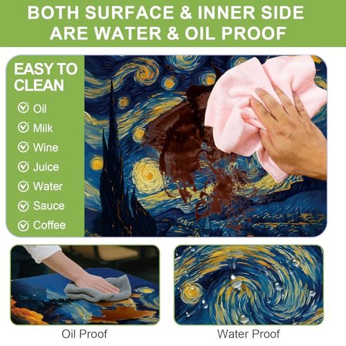 ANNA QUEEN Artistic Starry Night 6FT Picnic Table Cover with Bench Covers Set of 3 with Drawstring Bag, 72"x30" Waterproof Fitted Picnic Tablecloth & Bench Seat Covers for Outdoor Camping Patio - color: #50