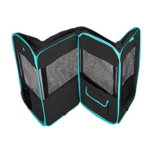 Deluxe Premium Pet Dog Playpen Portable Soft Dog Exercise Pen Kennel with Carry Bag for Dogs, Cats, Kittens, and All Pets (Medium, Black) - color: Black, size: Medium