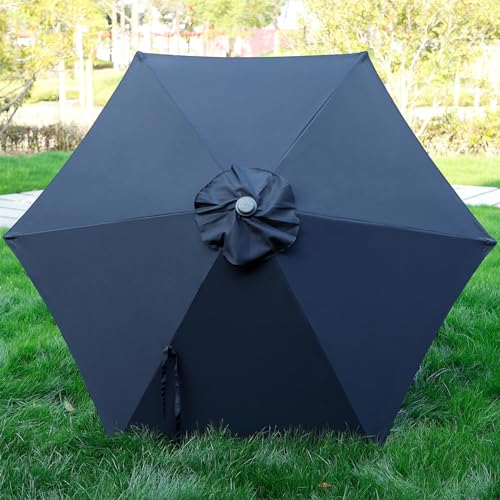 Blissun 7.5 ft Patio Umbrella, Yard Umbrella, Outdoor Market Umbrella with Push Button Tilt Crank (Black) - color: Black
